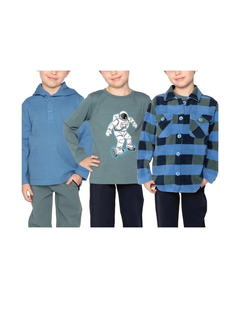 Pekkle Kids' Hoodie T-shirt Button-up Shirt 3-pack Long Sleeve Top Set NWT 4T
